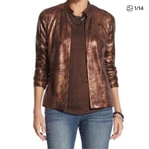 💖💖💖chico's Metallic Brown Bomber Jacket - Women💖💖💖
